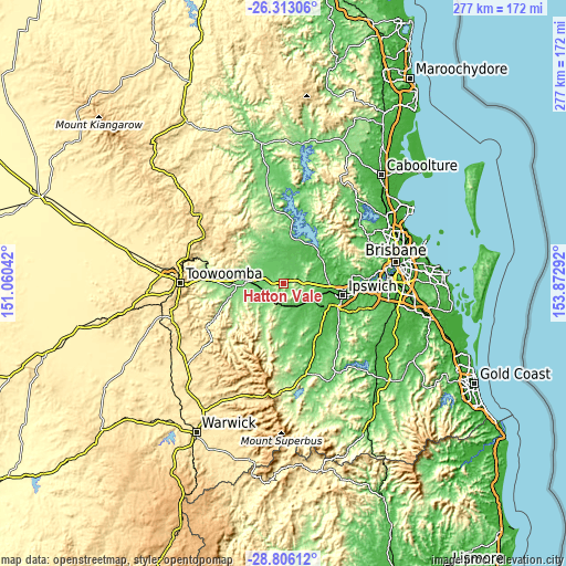 Topographic map of Hatton Vale