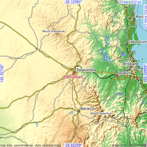 Topographic map of Harristown