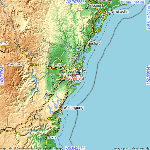 Topographic map of Haberfield