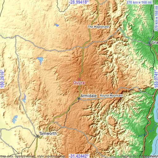 Topographic map of Guyra