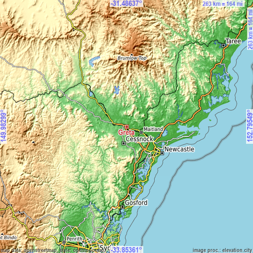 Topographic map of Greta