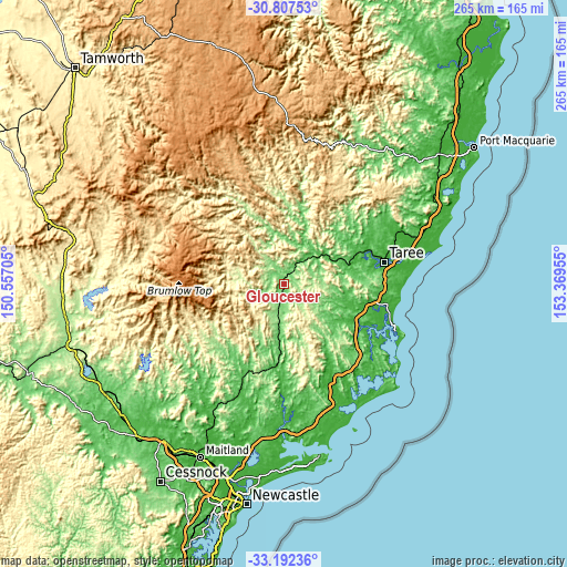 Topographic map of Gloucester