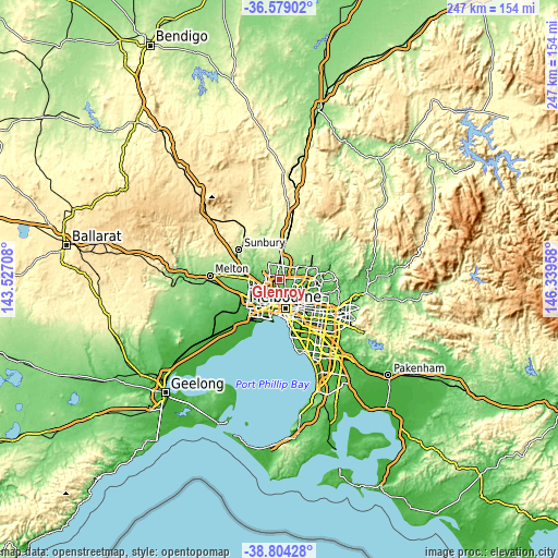 Topographic map of Glenroy