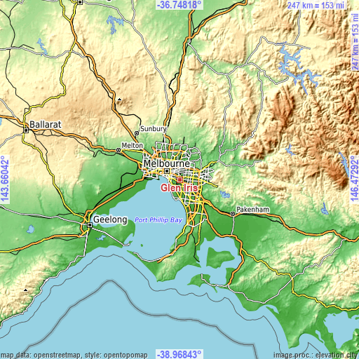 Topographic map of Glen Iris