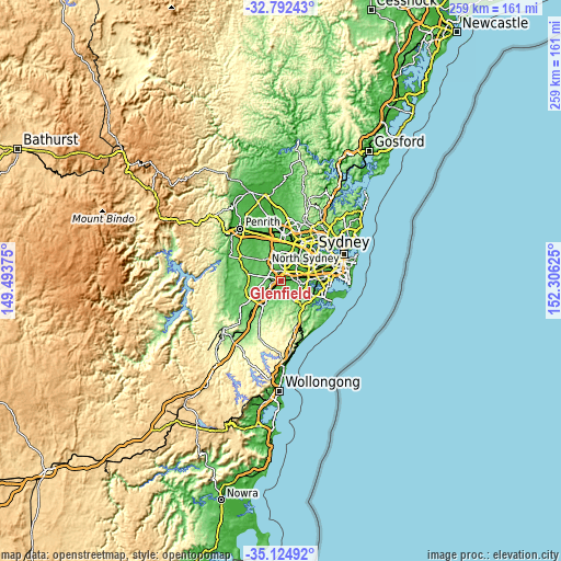 Topographic map of Glenfield