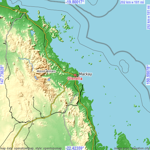 Topographic map of Glenella