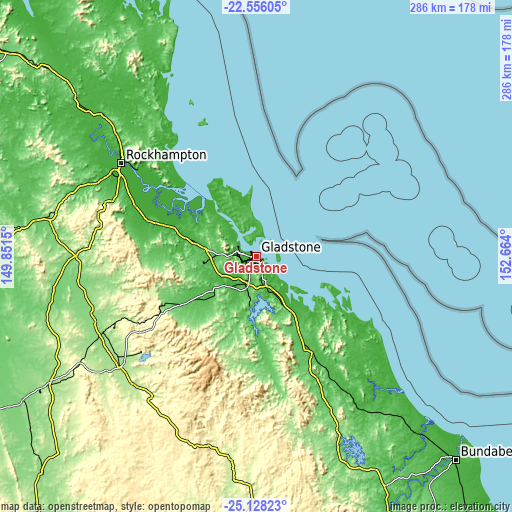 Topographic map of Gladstone