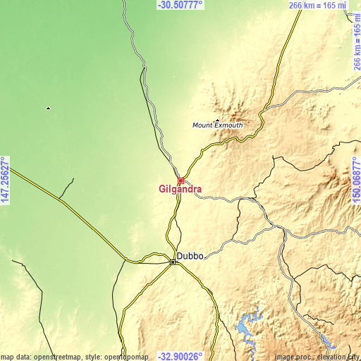 Topographic map of Gilgandra