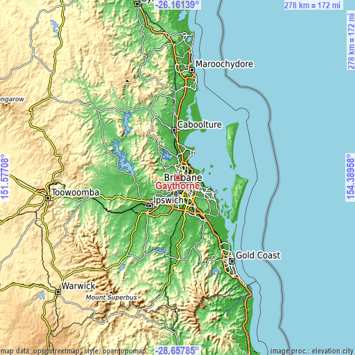 Topographic map of Gaythorne