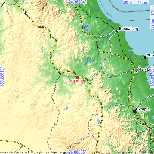 Topographic map of Gayndah