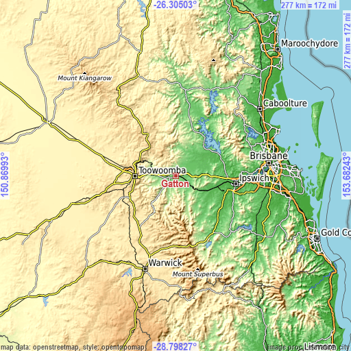 Topographic map of Gatton