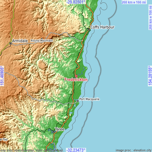 Topographic map of Frederickton