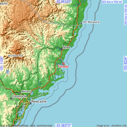 Topographic map of Forster