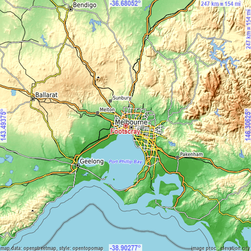 Topographic map of Footscray