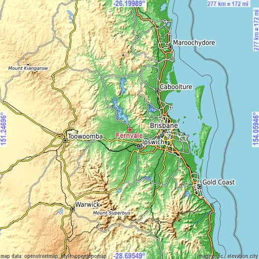 Topographic map of Fernvale