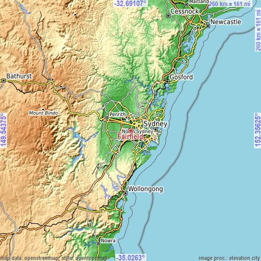 Topographic map of Fairfield