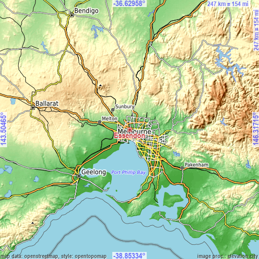 Topographic map of Essendon