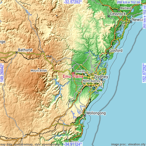 Topographic map of Emu Plains