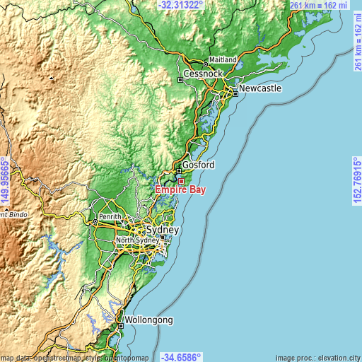 Topographic map of Empire Bay