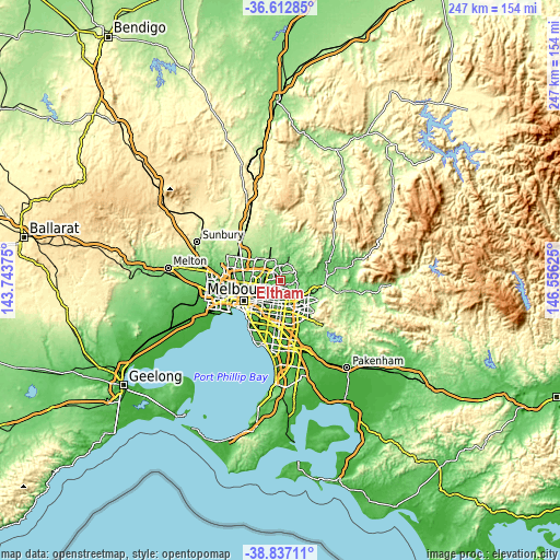 Topographic map of Eltham
