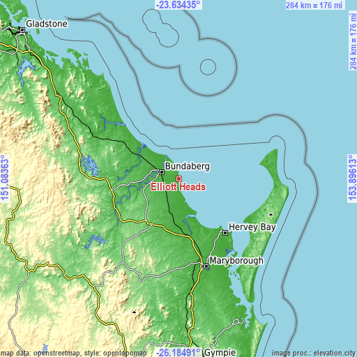 Topographic map of Elliott Heads