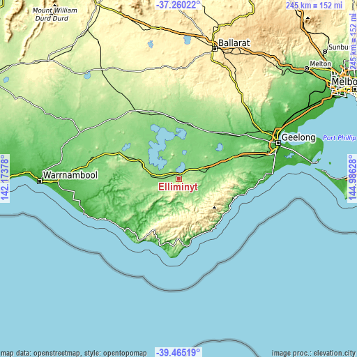 Topographic map of Elliminyt