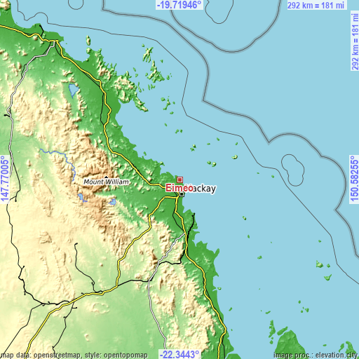 Topographic map of Eimeo