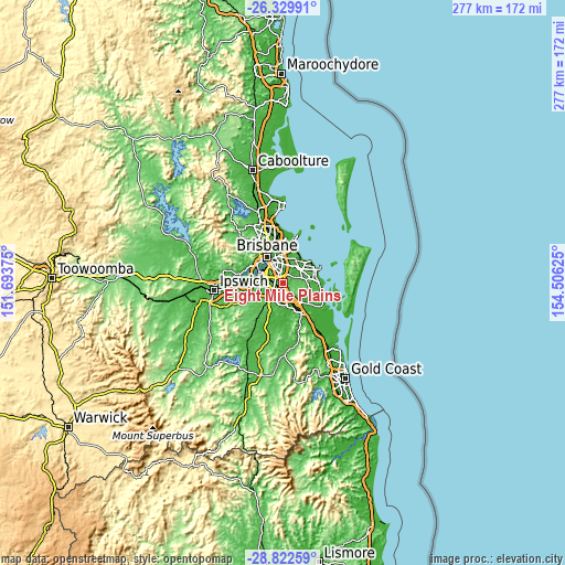 Topographic map of Eight Mile Plains