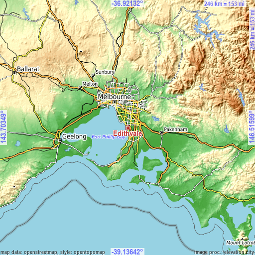Topographic map of Edithvale