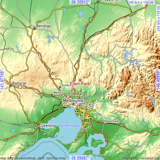 Topographic map of Eden Park