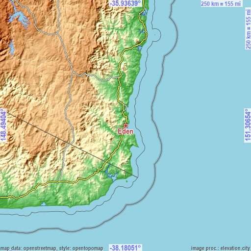 Topographic map of Eden