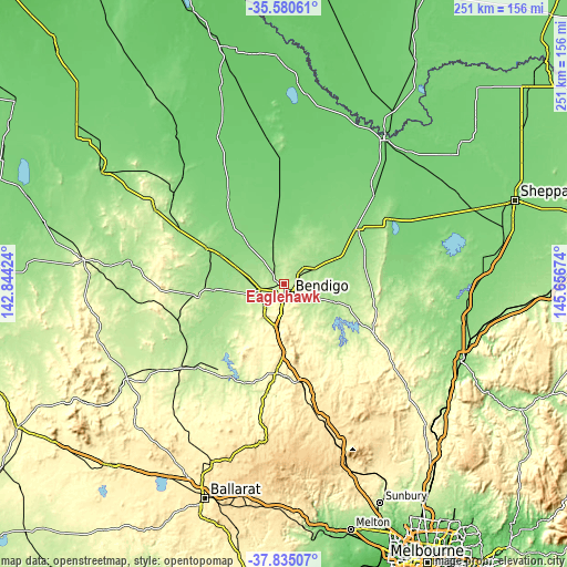Topographic map of Eaglehawk
