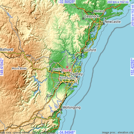Topographic map of Dural