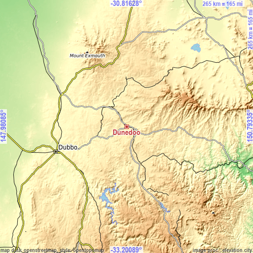 Topographic map of Dunedoo