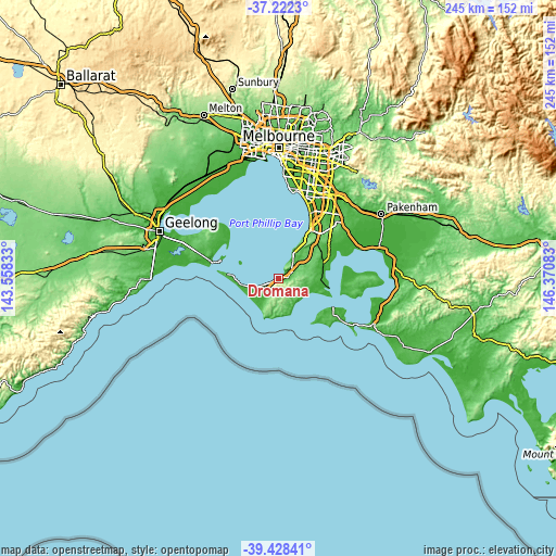 Topographic map of Dromana