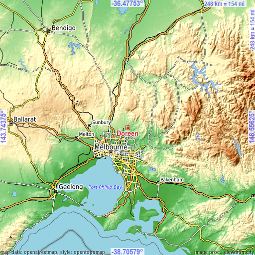 Topographic map of Doreen