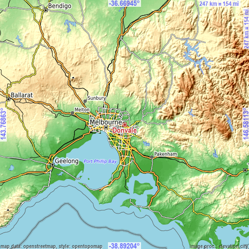 Topographic map of Donvale