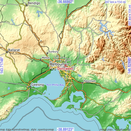 Topographic map of Doncaster