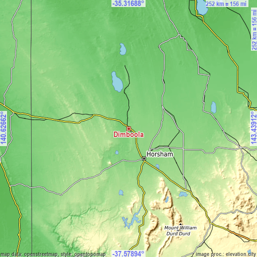 Topographic map of Dimboola