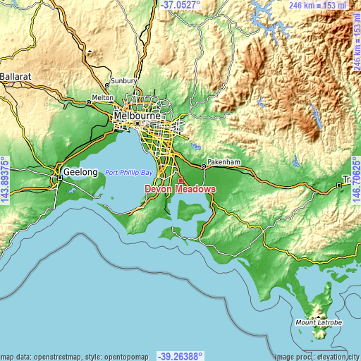 Topographic map of Devon Meadows