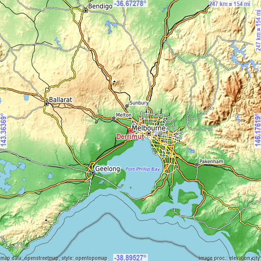Topographic map of Derrimut