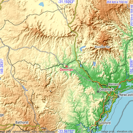 Topographic map of Denman