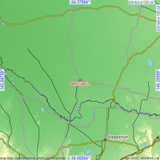 Topographic map of Deniliquin