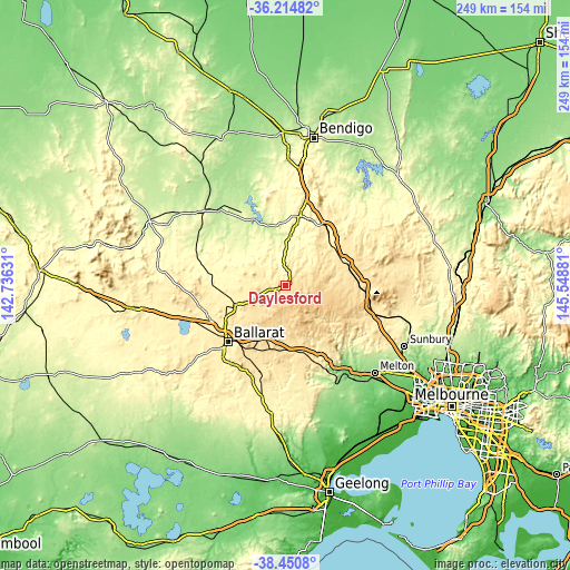 Topographic map of Daylesford