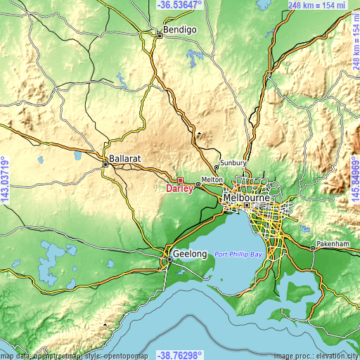 Topographic map of Darley
