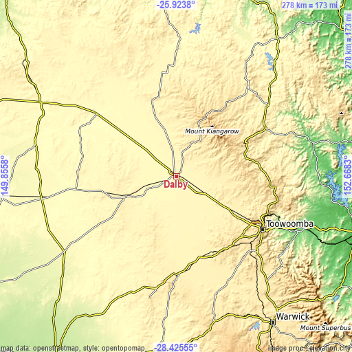 Topographic map of Dalby