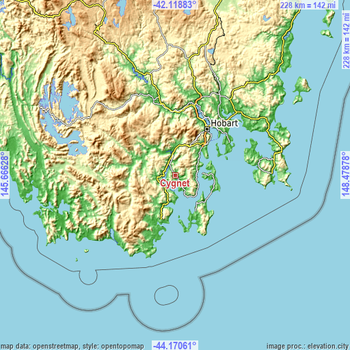 Topographic map of Cygnet