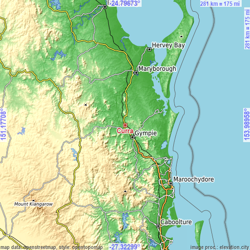 Topographic map of Curra