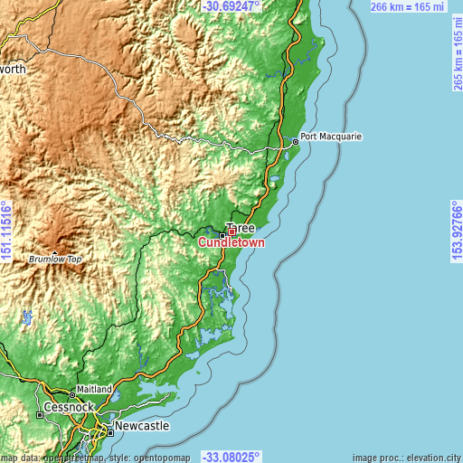 Topographic map of Cundletown