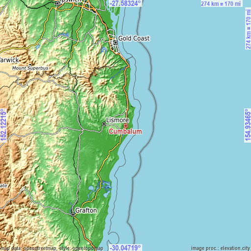 Topographic map of Cumbalum